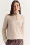 Women's Beige Shawl Collar Gold Button Detailed Knitwear Sweater 5178 60286707 - 2