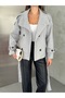 Buttoned Stand Collar Belted Jacket - 2