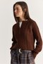 Women's Brown Hair Braided Buttoned Knitwear Sweater 20234244 - 4