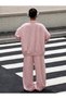 Jagu Striped Top and Bottom Set Pink - 8
