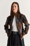 Women's Bitter Brown Diamond Patterned High Collar Zippered Shawl Collar Knitwear Cardigan 5243 60286702 - 2