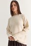 Women's Beige Sequin Detailed Crew Neck Oversize Knitwear Sweater 5543 60286704 - 2