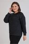 Women's Plus Size Shoulder Sequin Detailed Crew Neck Long Sleeve Melange Soft Stretchy Blouse - 7