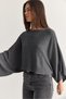 Women's Smoked Boat Neck Bat Sleeve Oversize Crop Knitwear Sweater Tk261126 60286718 - 4