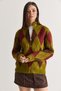 Women's Pistachio Green Diamond Patterned Stand Collar Zippered Shawl Collar Knitwear Cardigan 5243 60286702 - 4