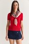 Women's Red V-Neck Scarf Detailed Short Sleeve Fit Cut Knitwear Blouse 5428 60286703 - 2