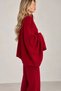 Women's Red Double Zipper Bat Sleeve Cardigan Wide Leg High Waist Pants Bottom Top Two Piece Knitwear Set - 3