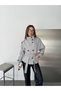 Buttoned Stand Collar Belted Jacket