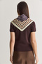 Women's Bitter Coffee V-Neck Scarf Detailed Short Sleeve Fit Cut Knitwear Blouse 5428 60286703 - 5