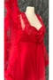 Red Lace Detailed 2-Piece Satin Dressing Gown Set (Boxed) - 4