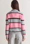 Women's Gray-Pink Polo Collar Buttoned Striped Oversize Knitwear Sweater Tk261074 60286486 - 7