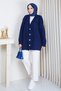 Women's Square Patterned Knit Cardigan - 2