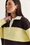 Women's Polo Collar Button Detailed Thick Striped Soft Textured Knitwear Sweater 2950 60286717 - 6