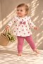 Baby Girl Set Heart Patterned Bowknot Ruffle 2-Piece Top and Bottom Set