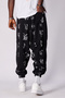 Black Japanese Calligraphy Patterned Unisex Bohemian Hippie Ethnic Baggy Trousers Free Spirit, Ethnic Pattern, Limitless Style! - 3