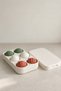 Set of 6 Christmas Tree Balls with Gift Box - Geometric Patterned Christmas Ornament Red Green White 5 cm - 2