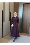 Shirt Collar Belt Buckle Detailed Dress - 4416 - Plum - 2