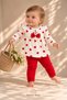 Baby Girl Set Heart Patterned Bowknot Ruffle 2-Piece Top and Bottom Set - 2