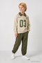 Boys' Set 3 Thread Printed Zipper Closure Top and Bottom Set Cotton