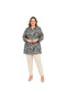 Plus Size Buttoned Long Sleeves with Patterned Sleeves, No Sweat-Generating, Seasonal Trend, Comfortable Modern Shirt - 2