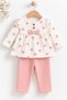 Baby Set with Heart Pattern, Bow and Ruffles, 2-Piece Top and Bottom Set - 5