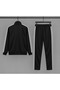 New Season Men's Comfortable Fit Ribbed Tracksuit Set, Black - 2