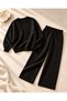 Girl's Stone - Black Color Shiny Detailed Tracksuit Set - 3