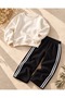 Girl's Stone - Black Color Shiny Detailed Tracksuit Set - 3