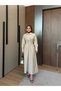 Shirt Collar Belt Buckle Detailed Dress - 4416 - Beige - 2