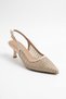 Sector diamond stone back open mesh women's evening dress heeled shoes skin satin - 6