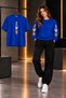 Zero Collar Shardon T-Shirt Track Suit 3-Piece Combination Swan Printed Women's / Girls' Model