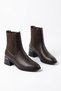 Luves Double Elastic Heel Metal Genuine Leather Women's Heeled Boots Brown Skin - 2