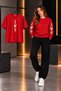 Zero Collar Shardon T-Shirt Track Suit 3-Piece Combination Swan Printed Women's / Girls' Model