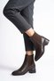 Luves Double Elastic Heel Metal Genuine Leather Women's Heeled Boots Brown Skin - 5