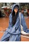 Washed Wash Pattern 3 Thread Tracksuit Set Blue - 5