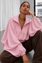New Season Balloon Sleeve Polo Collar Waist Drawstring Women's Zippered Jacket 52108008 - 3