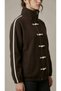 Women's Slim Cashmere Zippered Jacket with Chinese Buttons and Ribbon Detail - 2