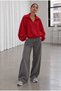Balon Sleeve Polo Collar Waist Drawstring Zipper Detailed Women's Jacket 52108008