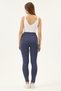 Maternity Winter Leggings, Full Lycra Stretchy Warm Fabric, Adjustable Waist (Indigo) - 5