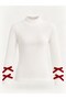 Girl's Cotton Ribbed Bow Detailed Blouse - 5