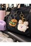 Set of 2 Plush Figure Keychains Cute Owl and Bowknot Pompom Bag Ornament, School and Backpack Accessory - 4