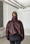 Nicole Soft Textured Stand Collar Oversized Epaulet Detailed Bomber Women's Leather Jacket - 4