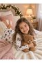 Girl's Pajama Set, Knitted, Reportered, Teddy Bear Patterned, Soft, Comfortable, Long Sleeve Set - 6