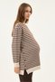 Maternity Striped Sweater, Detailed with Openable Buttons on the Sides (Beige) - 3