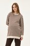 Maternity Striped Sweater, Detailed with Openable Buttons on the Sides (Beige) - 6