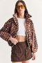 Women's Brown Suede Bambi Patterned Stand Collar Lined Pocket Detailed Rubber Bomber Jacket 5543 60286753