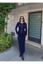 Women's Stone Buttoned Peplum Detailed Burgundy Skirt Suit