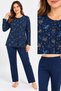 Women's Plus Size Front Buttoned Long Sleeve Mom Pajama Set 100% Cotton - 2