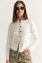 Women's Cream Napoleon Model Piping Detailed Metal Buttoned Stand Collar Knitwear Cardigan 9116 60286736 - 3