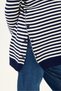 Maternity Striped Sweater, Detailed with Openable Buttons on the Sides (Navy Blue) - 3